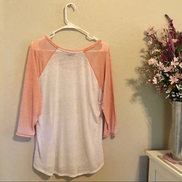 Express XL 3/4 Sleeve Heart Whiskey Baseball Tee - Picture 3 of 4